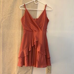 Chic Coral Ruffle Mini Dress